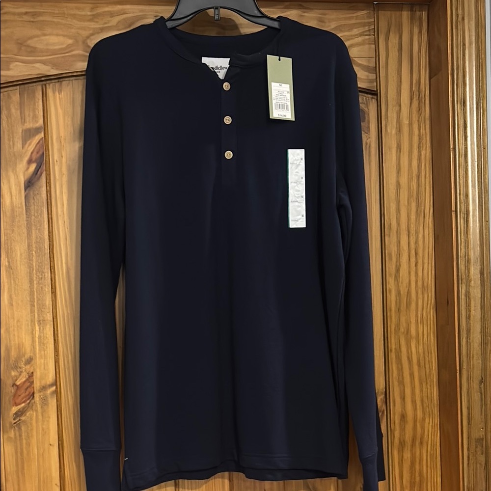 Navy Long Sleeve Henley Shirt